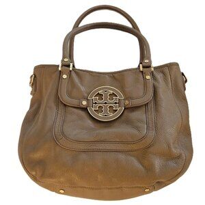 Tory Burch “Amanda” Pebble Leather Hobo Bag – Gold Hardware | Double T Logo